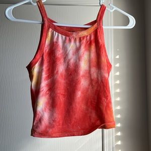 orange and pink tie dye tank size xs